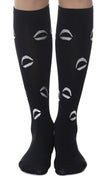 Socks - Silver Lips in Black