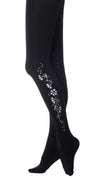 Tights - Silver Mistletoe Black