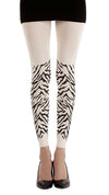 Footless Tights - Zebra Print White