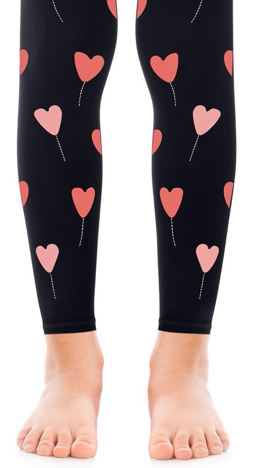 Footless Kids Tights - Love Balloons Black