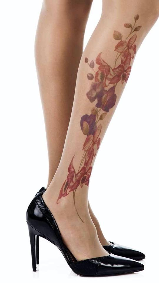 Silk Stockings with Tattoos | Tattoo tights, Stockings, Fabulous clothes